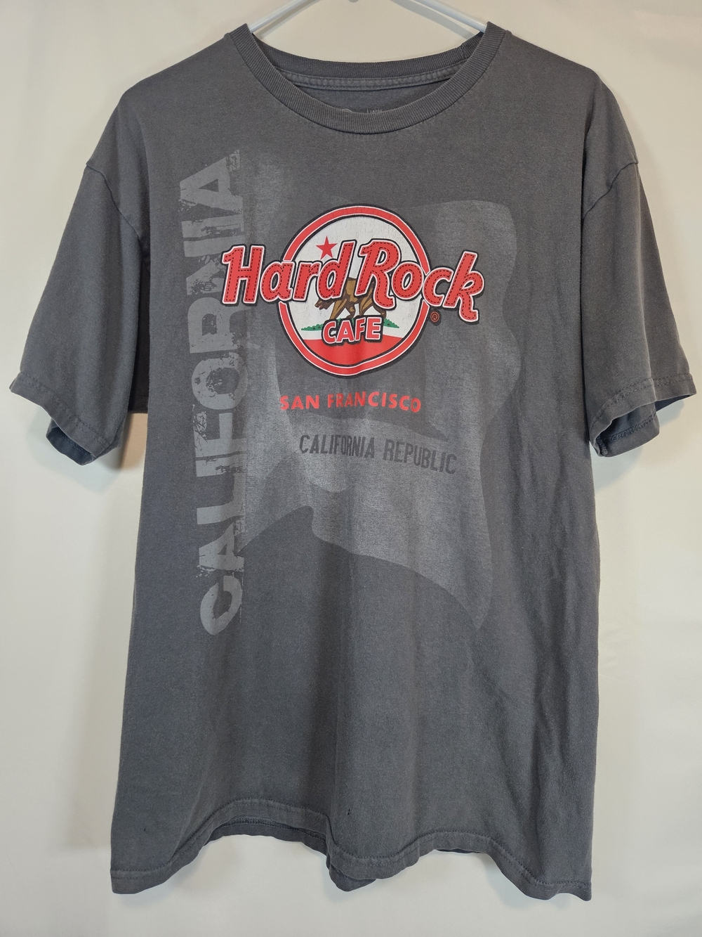 Hard Rock Cafe San Francisco California Republic Gray Graphic Logo Tee